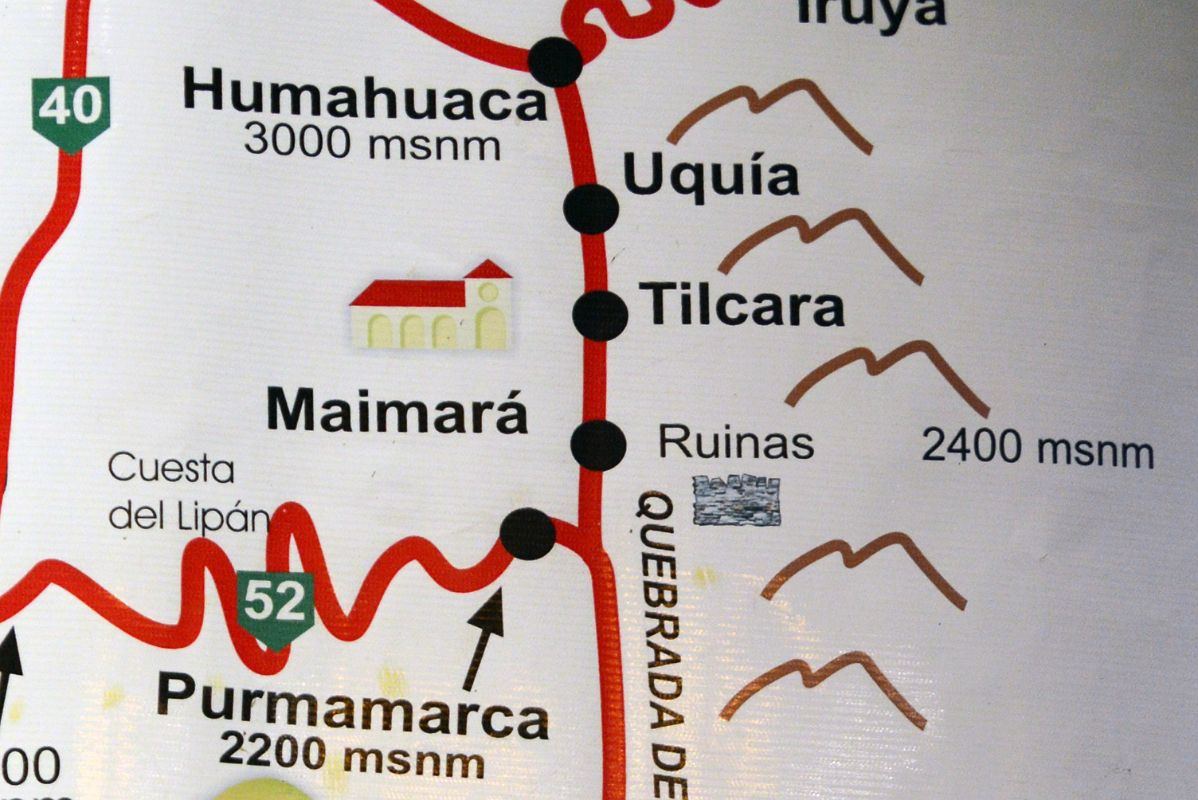 01 Map Showing The Route From Purmamarca Up The Salta Quebrada De Humahuaca